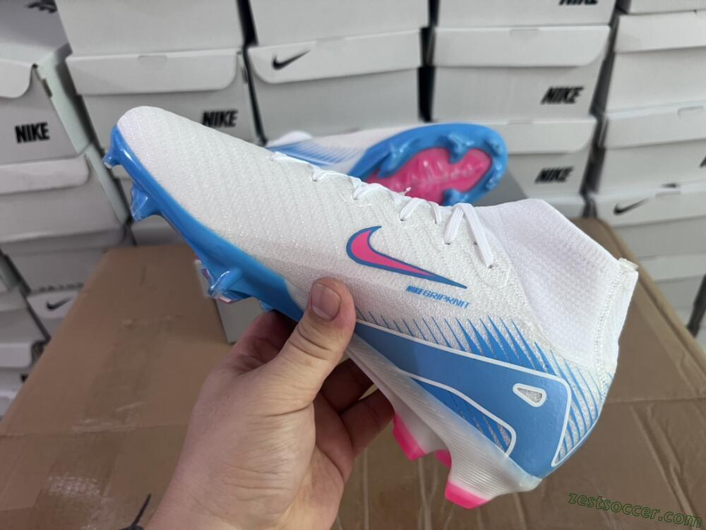 Nike Air Zoom Mercurial Superfly 10 Elite FG High-Tops Soccer Cleats - White/Pink/Blue