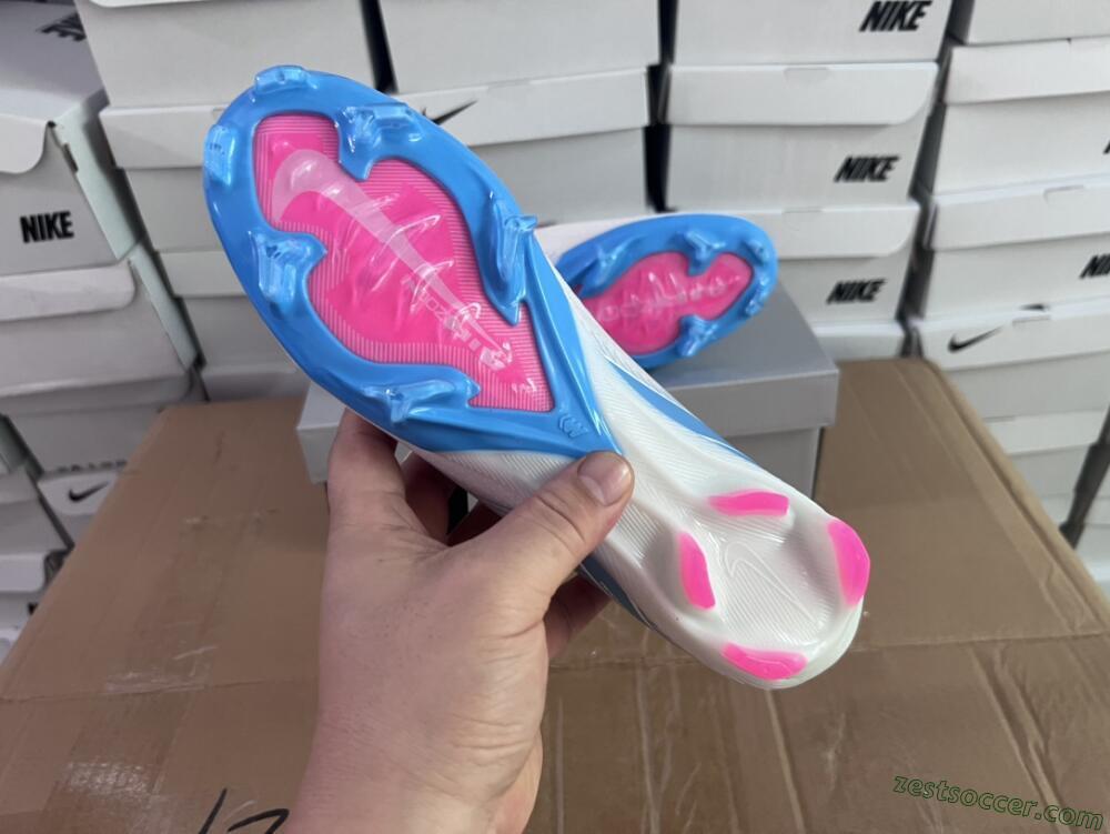 Nike Air Zoom Mercurial Superfly 10 Elite FG High-Tops Soccer Cleats - White/Pink/Blue