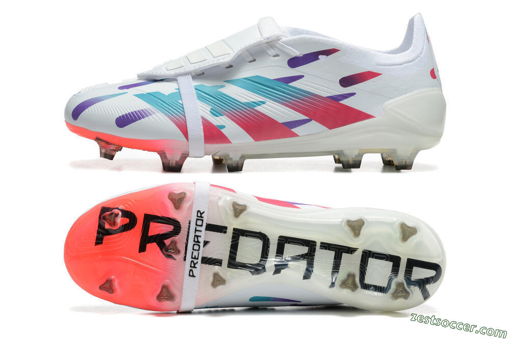 Adidas Predator Elite Foldover Tongue FG Low-Tops Soccer Cleats - White/Blue/Purple/Red 1