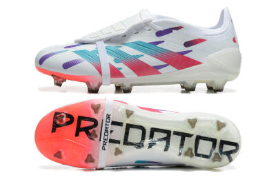 Adidas Predator Elite Foldover Tongue FG Low-Tops Soccer Cleats - White/Blue/Purple/Red