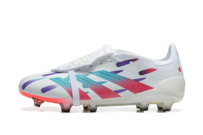 Adidas Predator Elite Foldover Tongue FG Low-Tops Soccer Cleats - White/Blue/Purple/Red