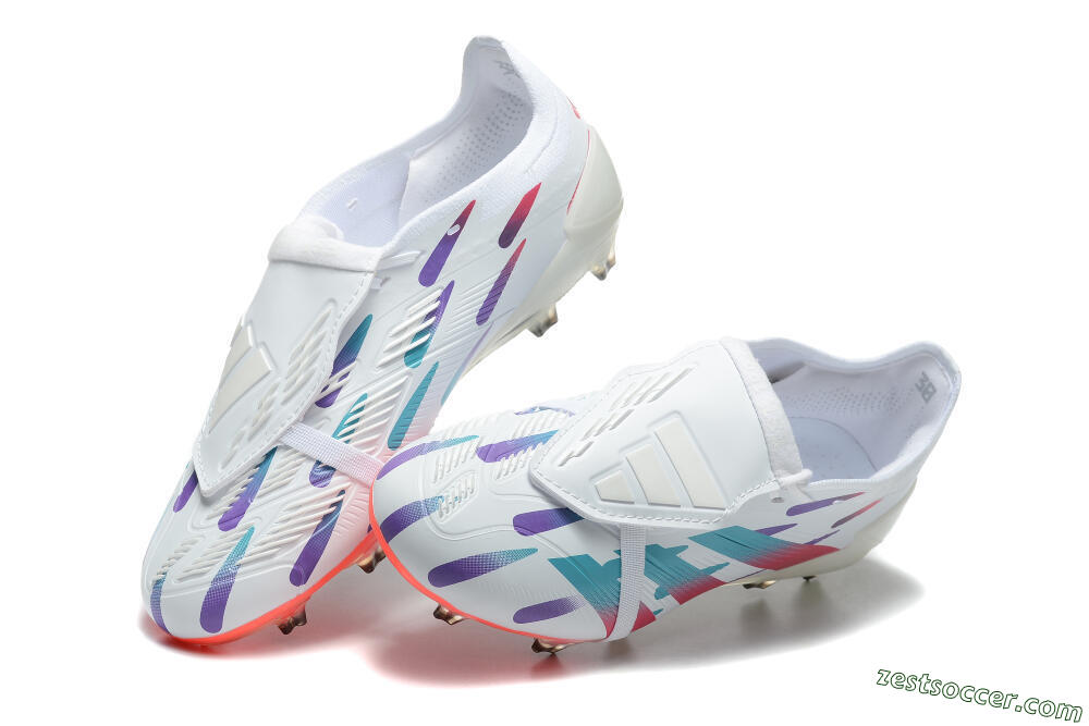Adidas Predator Elite Foldover Tongue FG Low-Tops Soccer Cleats - White/Blue/Purple/Red 3