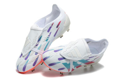 Adidas Predator Elite Foldover Tongue FG Low-Tops Soccer Cleats - White/Blue/Purple/Red
