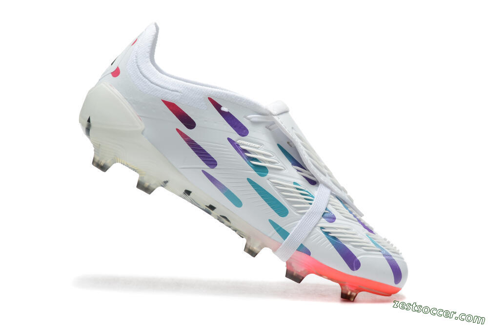 Adidas Predator Elite Foldover Tongue FG Low-Tops Soccer Cleats - White/Blue/Purple/Red 4