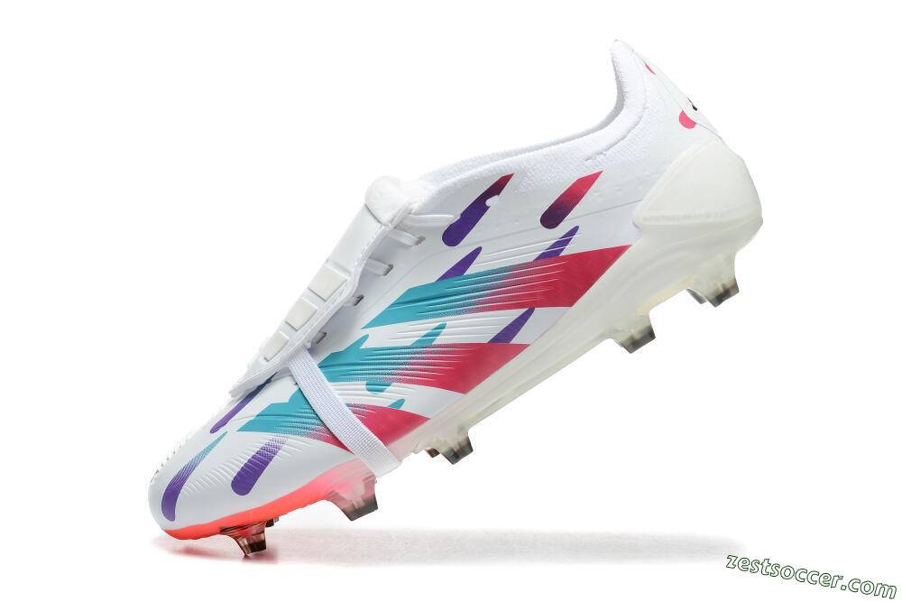 Adidas Predator Elite Foldover Tongue FG Low-Tops Soccer Cleats - White/Blue/Purple/Red 5