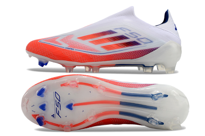Adidas F50 Elite Laceless FG Low-Tops Soccer Cleats - White/Red/Blue