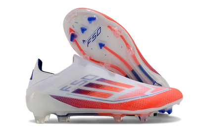 Adidas F50 Elite Laceless FG Low-Tops Soccer Cleats - White/Red/Blue
