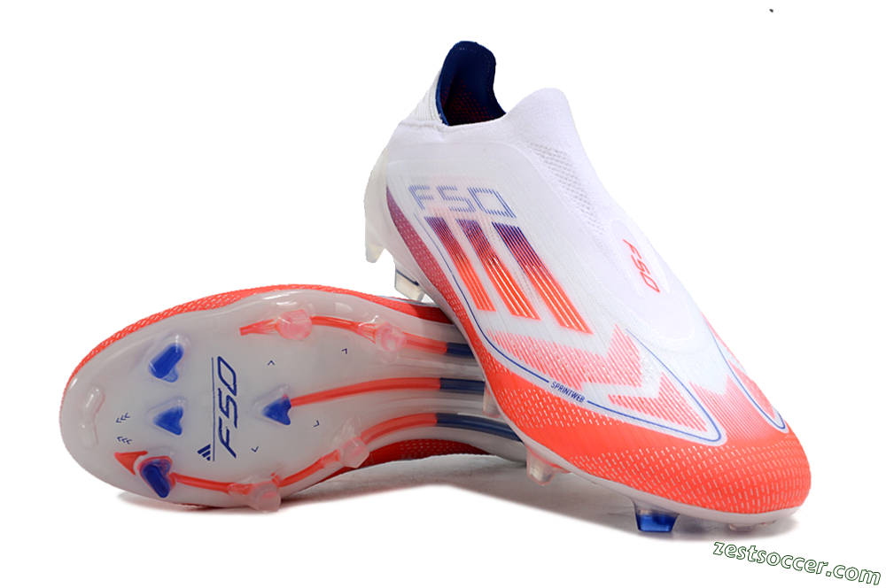 Adidas F50 Elite Laceless FG Low-Tops Soccer Cleats - White/Red/Blue 2