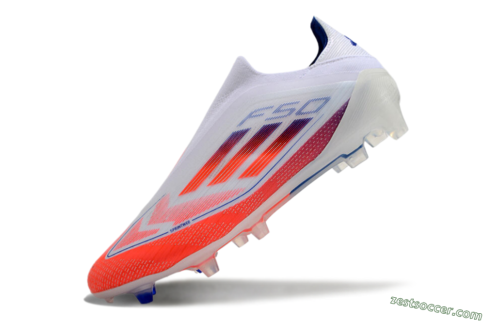 Adidas F50 Elite Laceless FG Low-Tops Soccer Cleats - White/Red/Blue 4