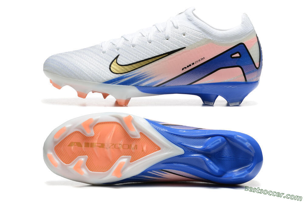 Nike Air Zoom Mercurial Vapor 16 Elite FG Low-Tops Soccer Cleats - White/Gold/Pink/Blue 1