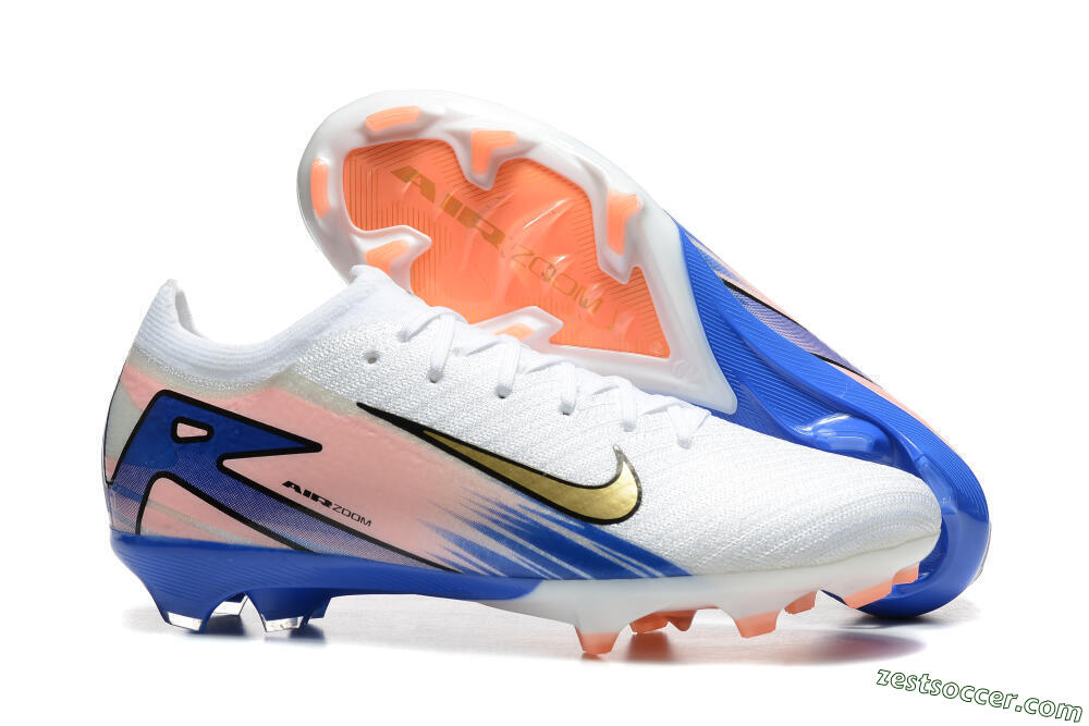 Nike Air Zoom Mercurial Vapor 16 Elite FG Low-Tops Soccer Cleats - White/Gold/Pink/Blue 0