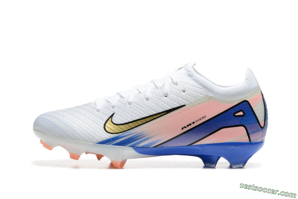 Nike Air Zoom Mercurial Vapor 16 Elite FG Low-Tops Soccer Cleats - White/Gold/Pink/Blue 2