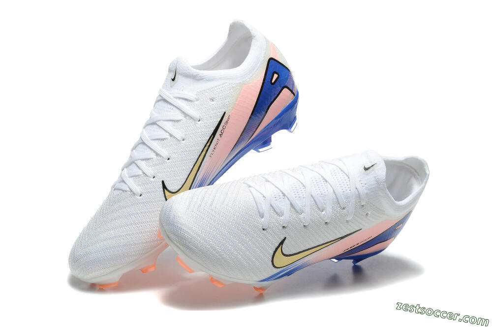 Nike Air Zoom Mercurial Vapor 16 Elite FG Low-Tops Soccer Cleats - White/Gold/Pink/Blue 3