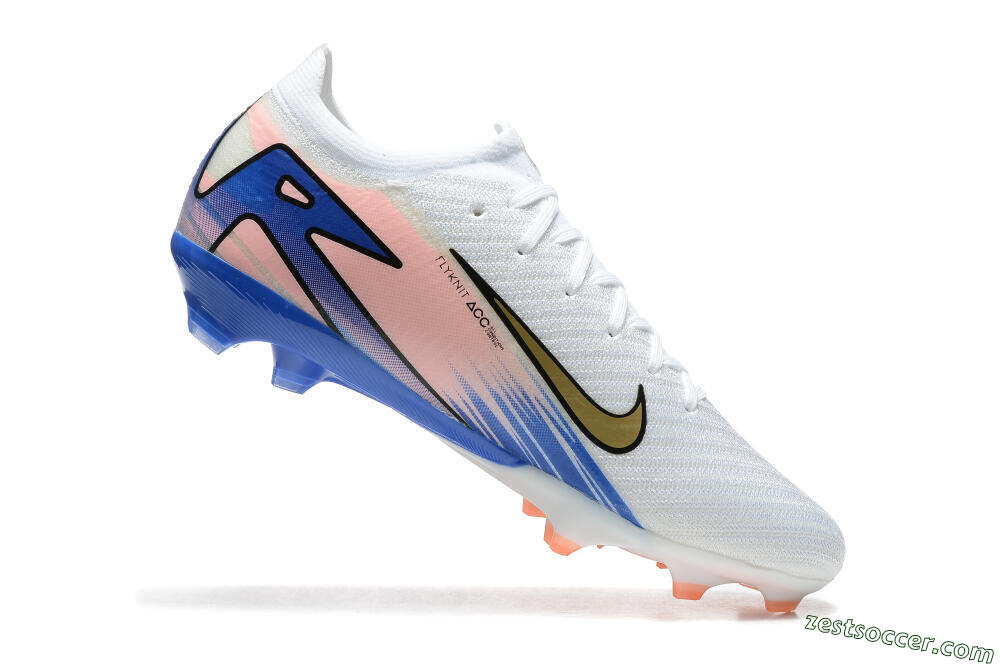 Nike Air Zoom Mercurial Vapor 16 Elite FG Low-Tops Soccer Cleats - White/Gold/Pink/Blue 4