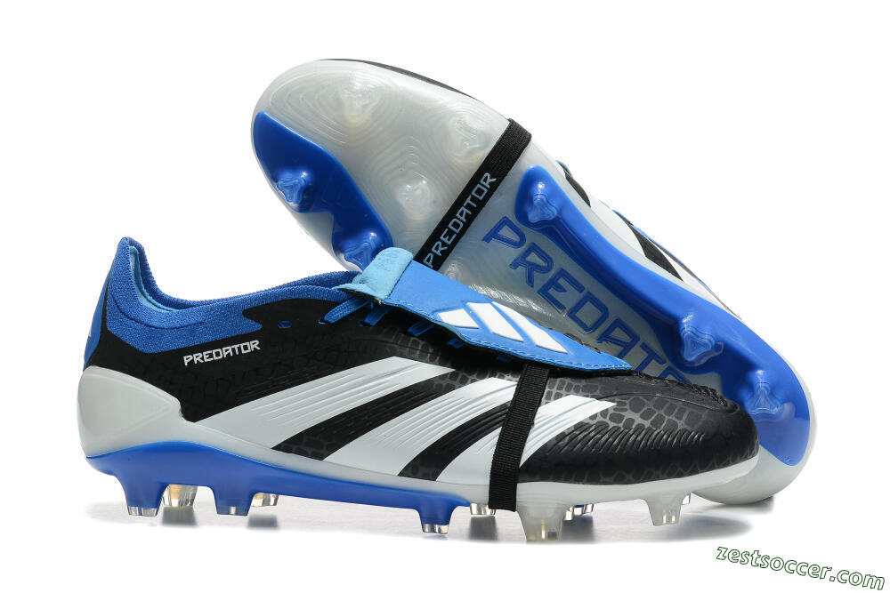 Adidas Predator Elite Foldover Tongue FG Low-Tops Soccer Cleats - Black/White/Blue 0