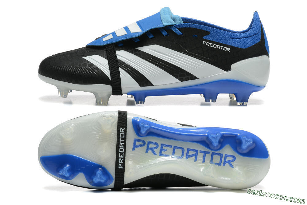 Adidas Predator Elite Foldover Tongue FG Low-Tops Soccer Cleats - Black/White/Blue 1