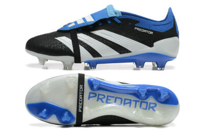 Adidas Predator Elite Foldover Tongue FG Low-Tops Soccer Cleats - Black/White/Blue