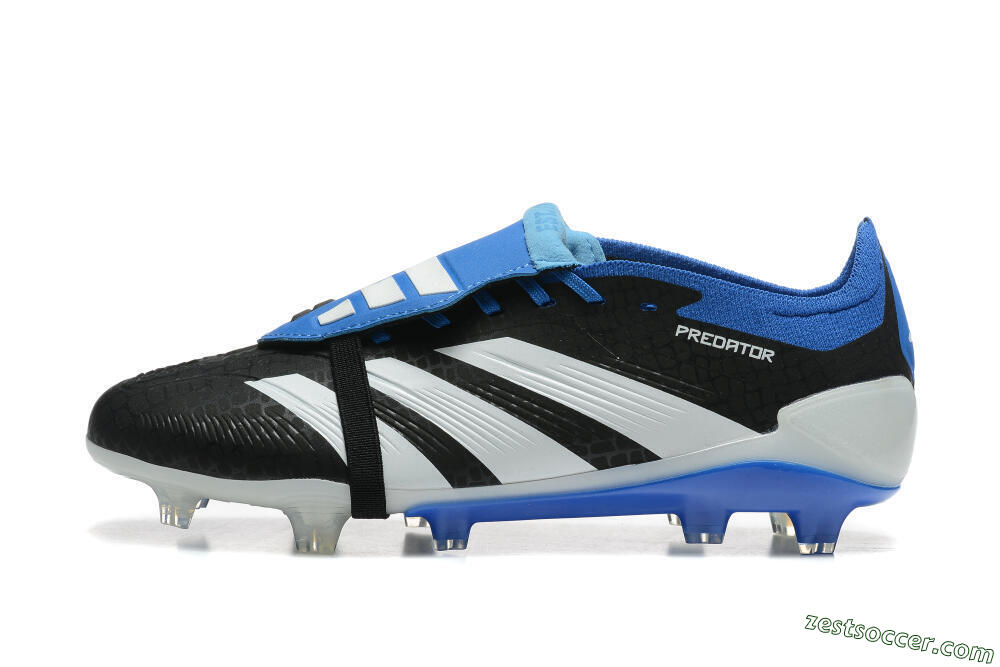 Adidas Predator Elite Foldover Tongue FG Low-Tops Soccer Cleats - Black/White/Blue 2