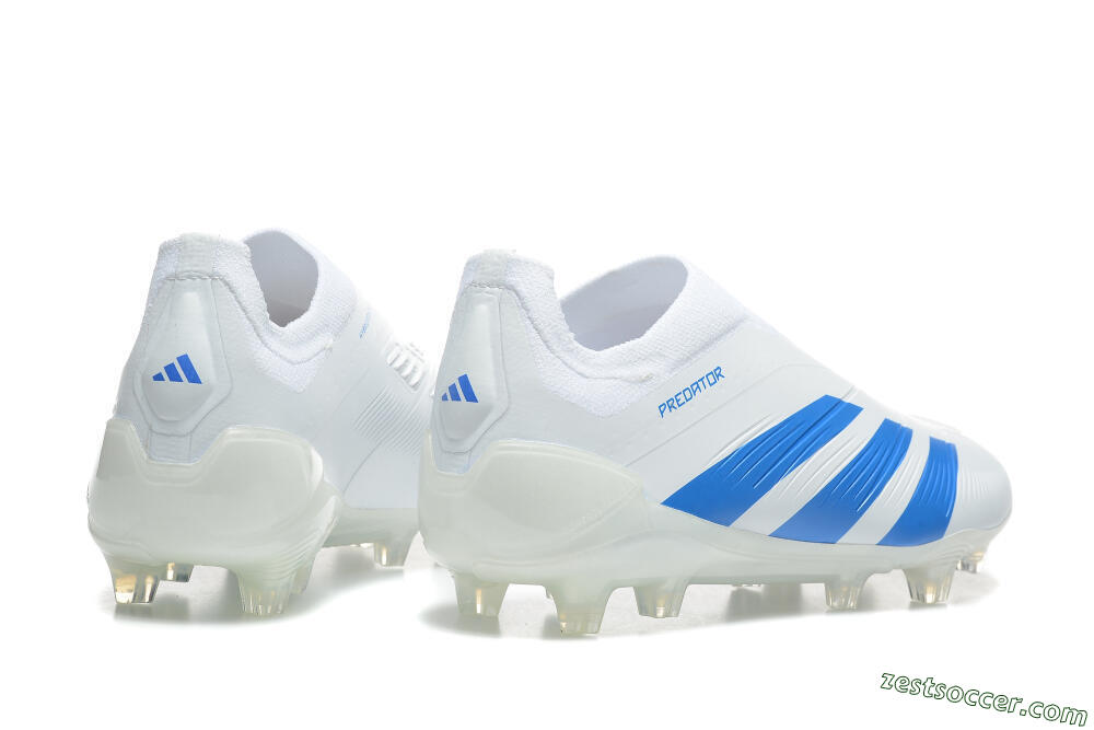 Adidas Predator Elite Laceless FG Low-Tops Soccer Cleats - White/Blue 6