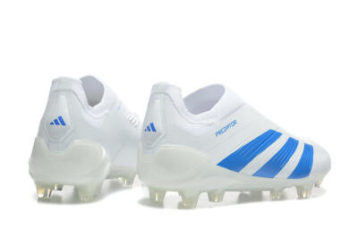 Adidas Predator Elite Laceless FG Low-Tops Soccer Cleats - White/Blue