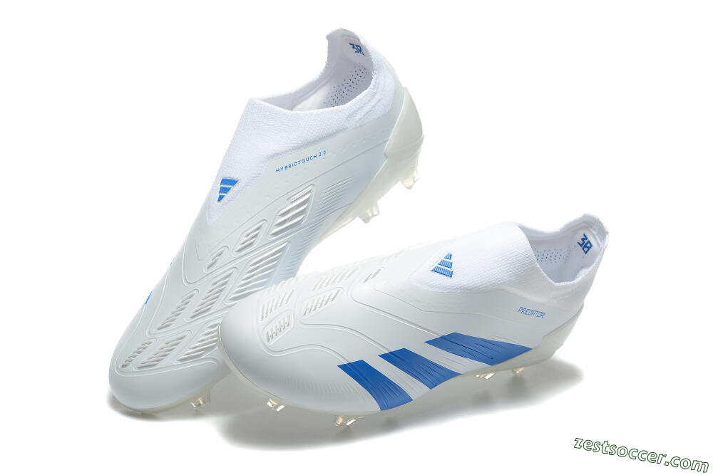 Adidas Predator Elite Laceless FG Low-Tops Soccer Cleats - White/Blue 3