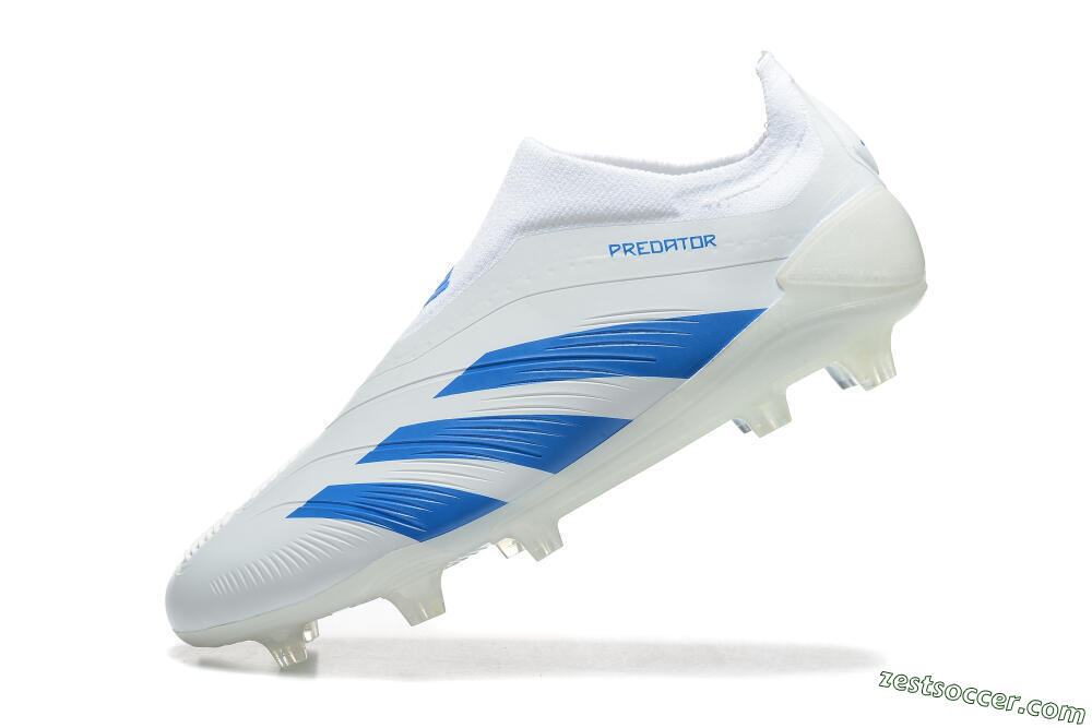 Adidas Predator Elite Laceless FG Low-Tops Soccer Cleats - White/Blue 5