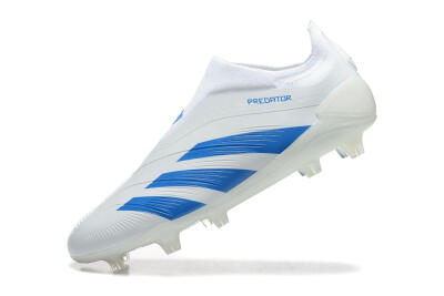 Adidas Predator Elite Laceless FG Low-Tops Soccer Cleats - White/Blue