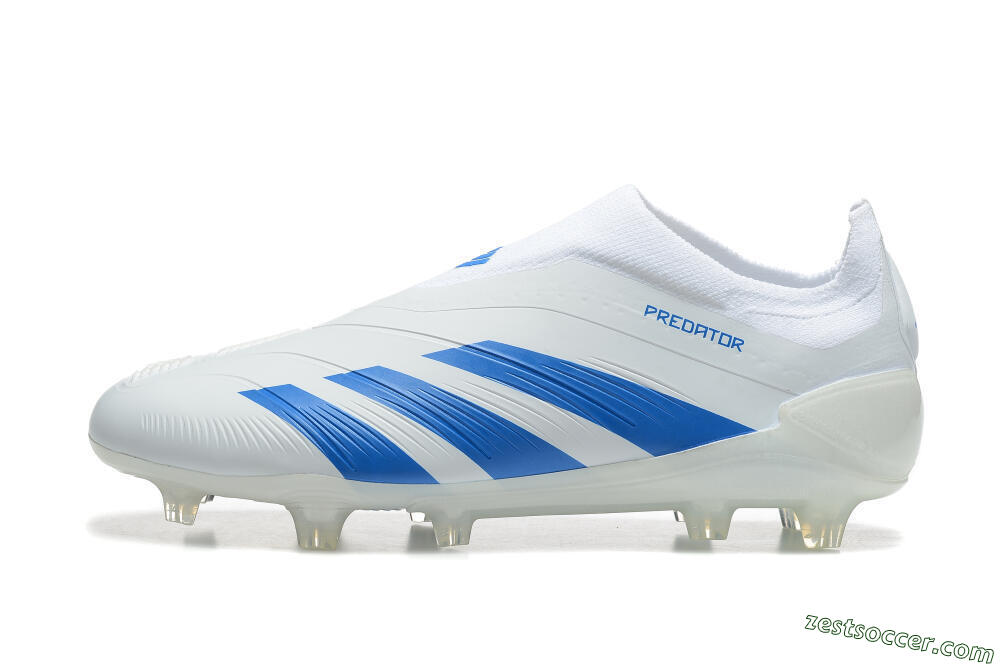 Adidas Predator Elite Laceless FG Low-Tops Soccer Cleats - White/Blue 2