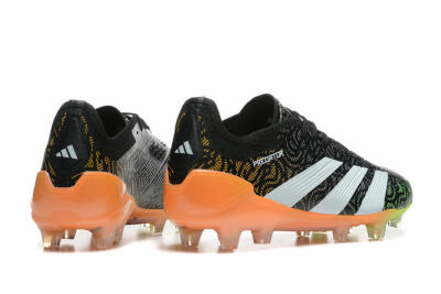 Adidas Predator 24 Elite FG Low-Tops Soccer Cleats - Black/White/Yellow/Orange
