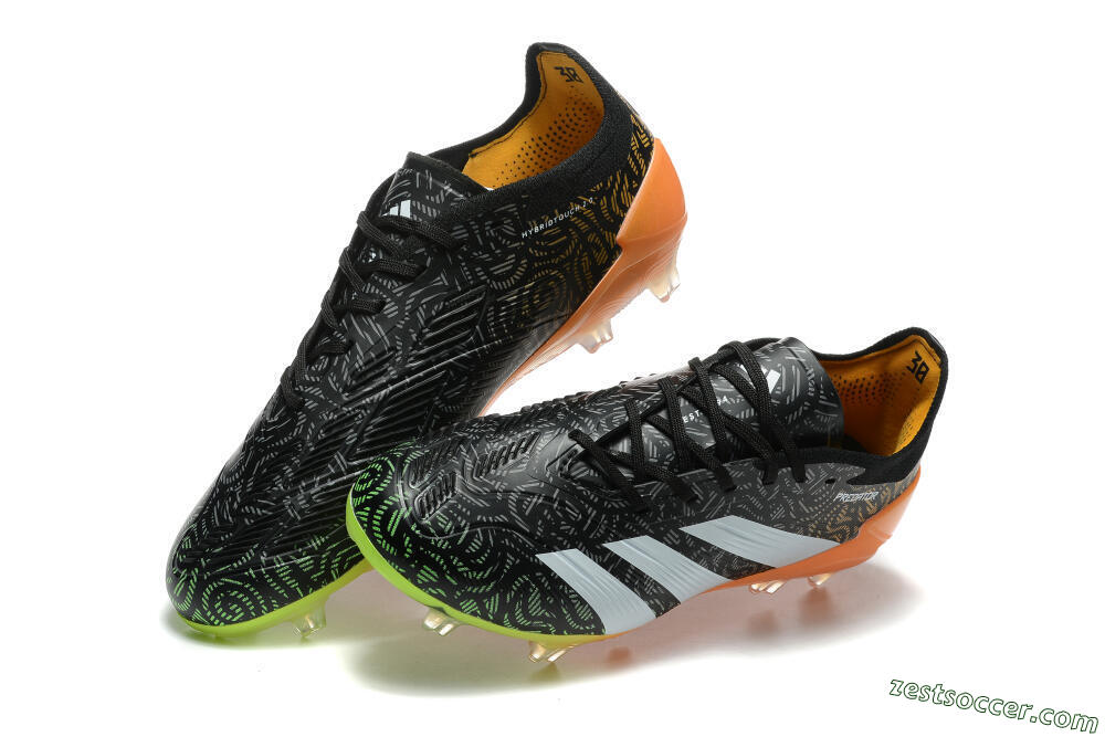 Adidas Predator 24 Elite FG Low-Tops Soccer Cleats - Black/White/Yellow/Orange 3