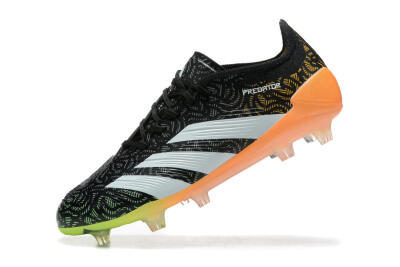 Adidas Predator 24 Elite FG Low-Tops Soccer Cleats - Black/White/Yellow/Orange