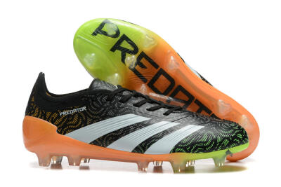 Adidas Predator 24 Elite FG Low-Tops Soccer Cleats - Black/White/Yellow/Orange