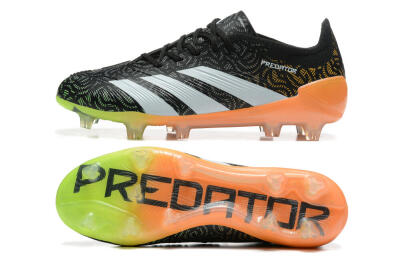 Adidas Predator 24 Elite FG Low-Tops Soccer Cleats - Black/White/Yellow/Orange