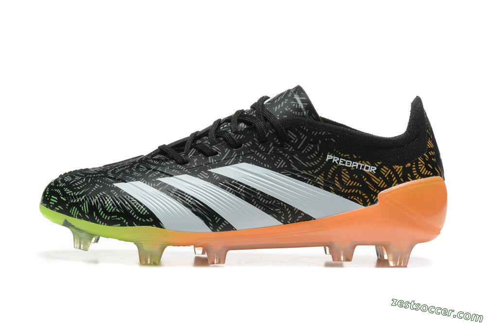 Adidas Predator 24 Elite FG Low-Tops Soccer Cleats - Black/White/Yellow/Orange 2