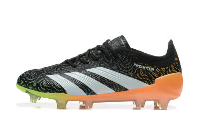 Adidas Predator 24 Elite FG Low-Tops Soccer Cleats - Black/White/Yellow/Orange
