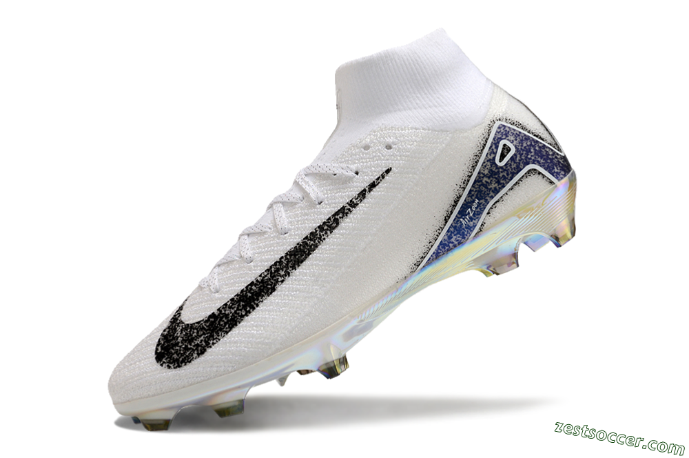Nike Air Zoom Mercurial Superfly 10 Elite FG High-Tops Soccer Cleats - White/Black/Blue/Gold 5