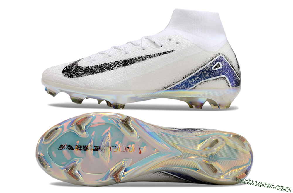 Nike Air Zoom Mercurial Superfly 10 Elite FG High-Tops Soccer Cleats - White/Black/Blue/Gold 1