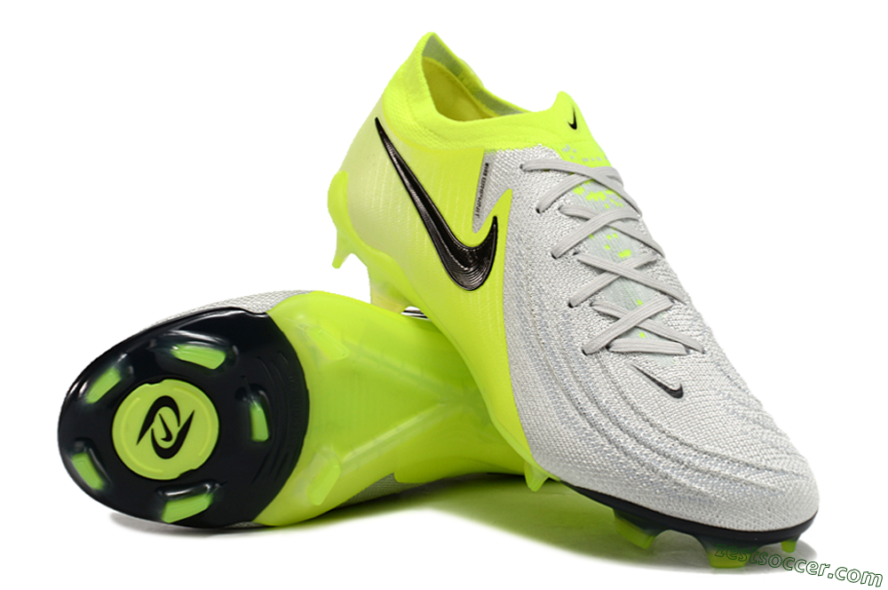 Nike Phantom GX Elite FG Low-Tops Soccer Cleats - Grey/Yellow/Black 3
