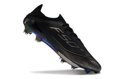 Adidas F50+ Lightstrike Pro FG Low-Tops Soccer Cleats - Core Black/Iron Metallic/Gold Metallic