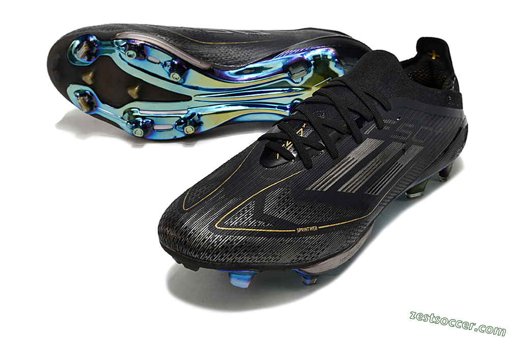 Adidas F50+ Lightstrike Pro FG Low-Tops Soccer Cleats - Core Black/Iron Metallic/Gold Metallic 3