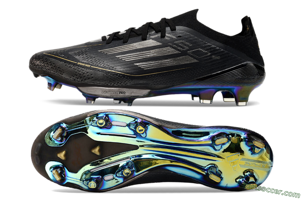 Adidas F50+ Lightstrike Pro FG Low-Tops Soccer Cleats - Core Black/Iron Metallic/Gold Metallic 1