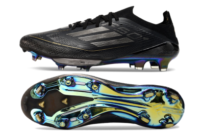 Adidas F50+ Lightstrike Pro FG Low-Tops Soccer Cleats - Core Black/Iron Metallic/Gold Metallic