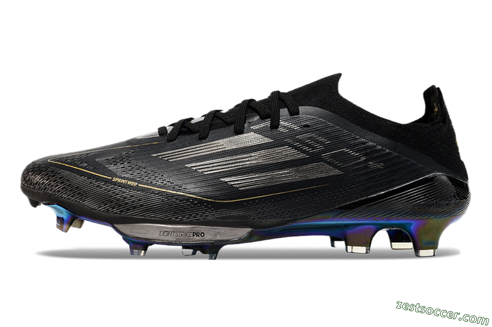 Adidas F50+ Lightstrike Pro FG Low-Tops Soccer Cleats - Core Black/Iron Metallic/Gold Metallic 2
