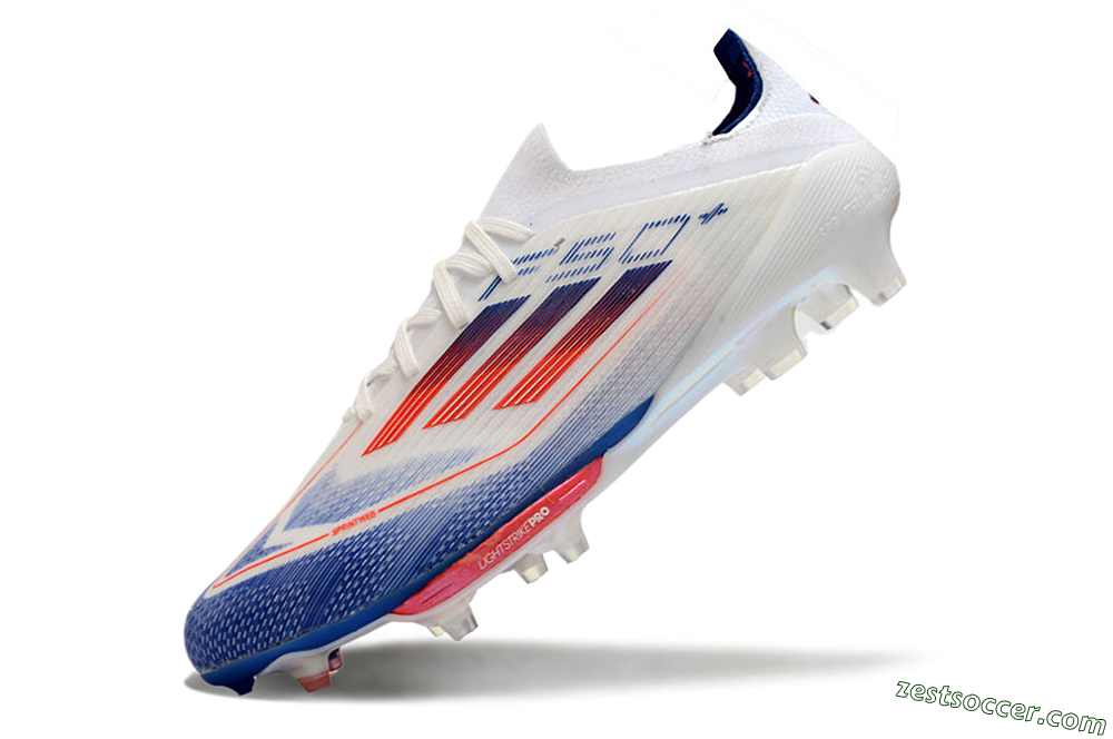 Adidas F50+ Lightstrike Pro FG Low-Tops Soccer Cleats - Cloud White/Solar Red/Lucid Blue 5