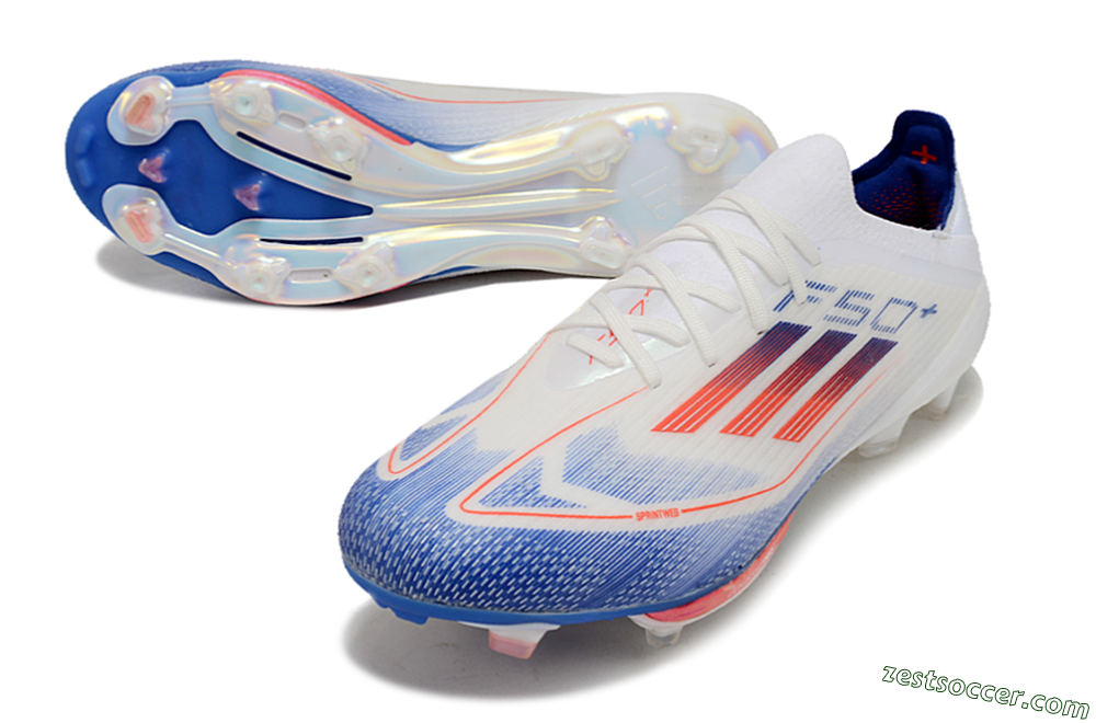 Adidas F50+ Lightstrike Pro FG Low-Tops Soccer Cleats - Cloud White/Solar Red/Lucid Blue 3