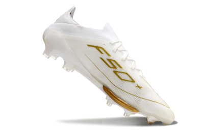 Adidas F50+ Lightstrike Pro FG Low-Tops Soccer Cleats - Cloud White/Gold Metallic/Cloud White