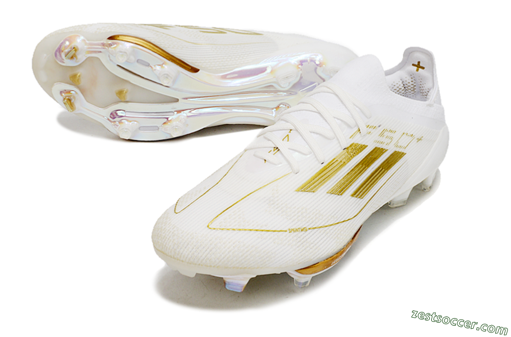 Adidas F50+ Lightstrike Pro FG Low-Tops Soccer Cleats - Cloud White/Gold Metallic/Cloud White 3