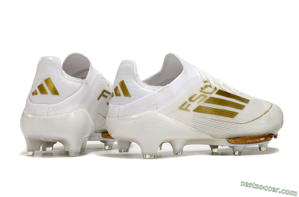Adidas F50+ Lightstrike Pro FG Low-Tops Soccer Cleats - Cloud White/Gold Metallic/Cloud White 6
