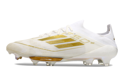 Adidas F50+ Lightstrike Pro FG Low-Tops Soccer Cleats - Cloud White/Gold Metallic/Cloud White