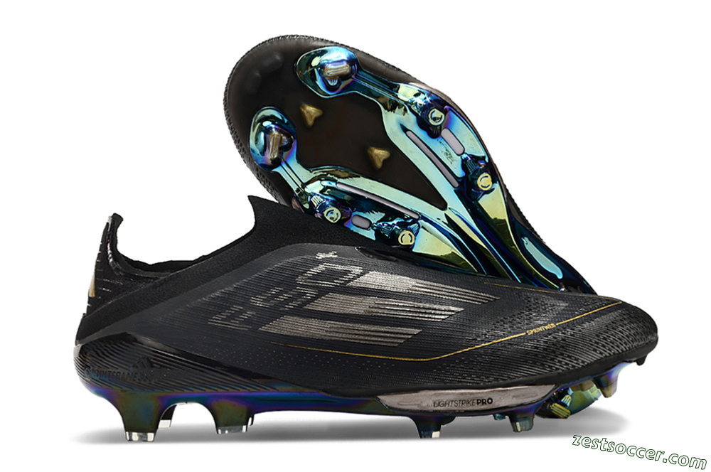 Adidas F50+ Lightstrike Pro Laceless FG Low-Tops Soccer Cleats - Core Black/Iron Metallic/Gold Metallic 0